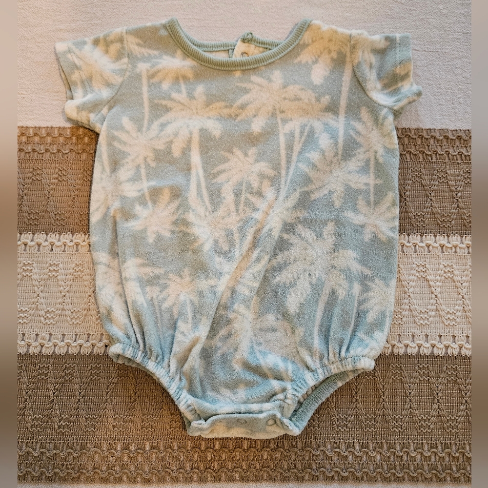 Grayson Mini Tropical Palm Kids Bodysuit - Cream and Green Sz 0-3m